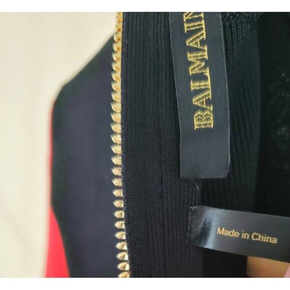 Balmain X H&M Red & Black Body Con Mini Dress With Gold Zipper Size 2 NWT - Picture 6 of 6